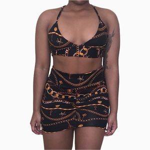 Black & Gold 🖤✨ Two Piece Skirt Set